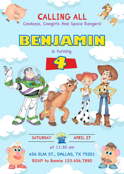 Toy Story Woody customizable invitation template | Share or Print | DL768