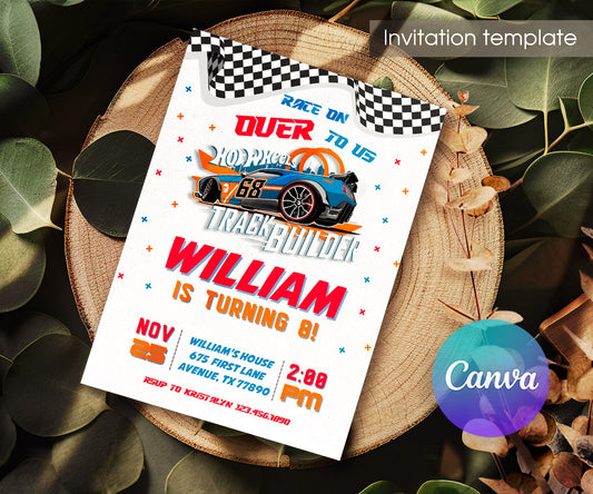 Hot Wheels Racing customizable invitation template | Share or Print | boy | EO473