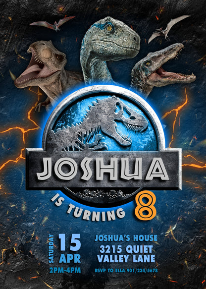 Jurassic World Dinosaur customizable invitation template | Share or Print | LT990