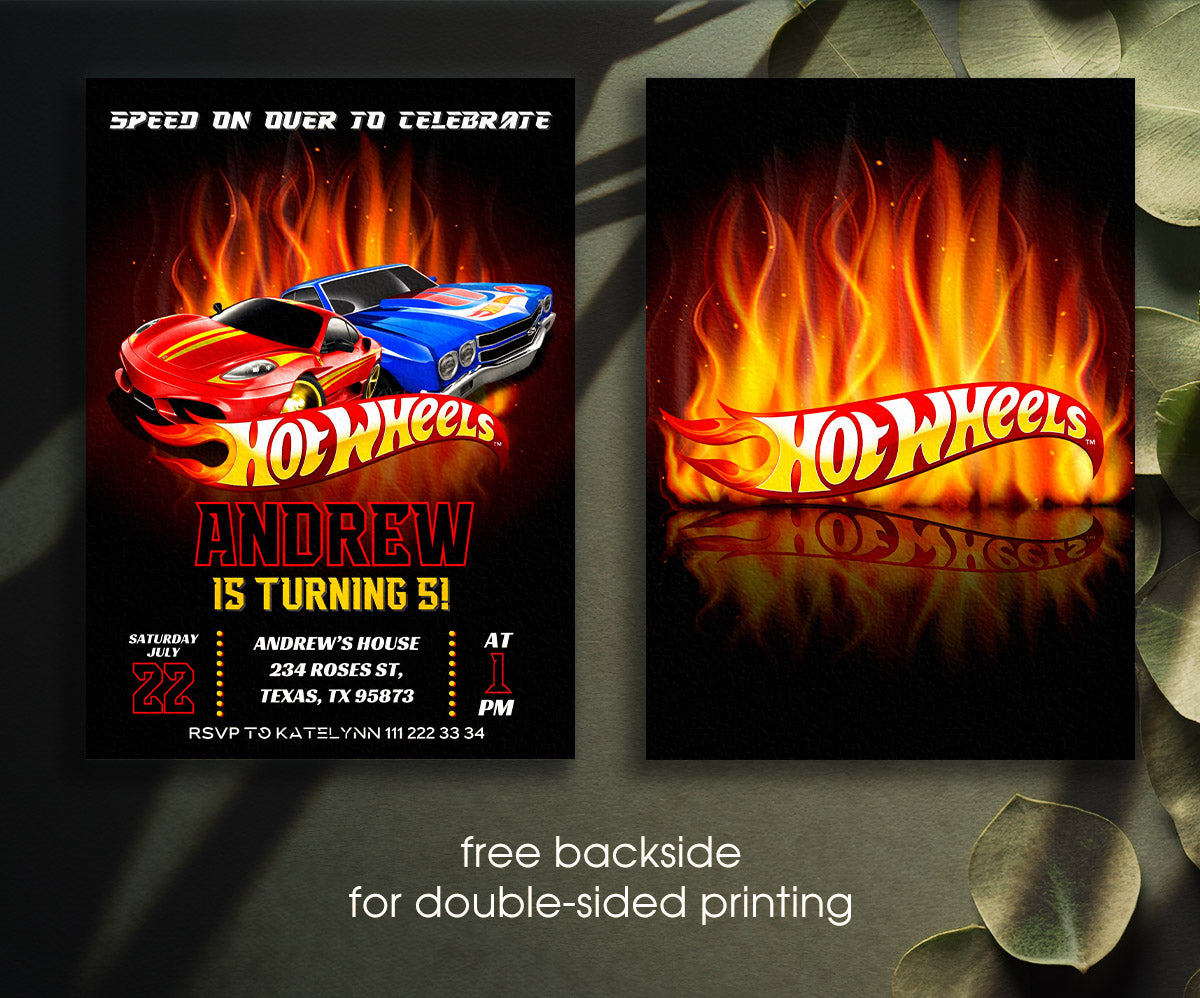 Hot Wheels Racing customizable invitation template | Share or Print | boy | UQ583