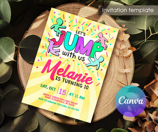 Trampoline Jump Party customizable invitation template | Share or Print | AK165