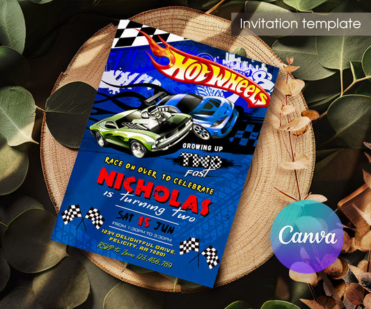 Hot Wheels Two Fast 2 Furious customizable invitation template | Share or Print | boy | JY893