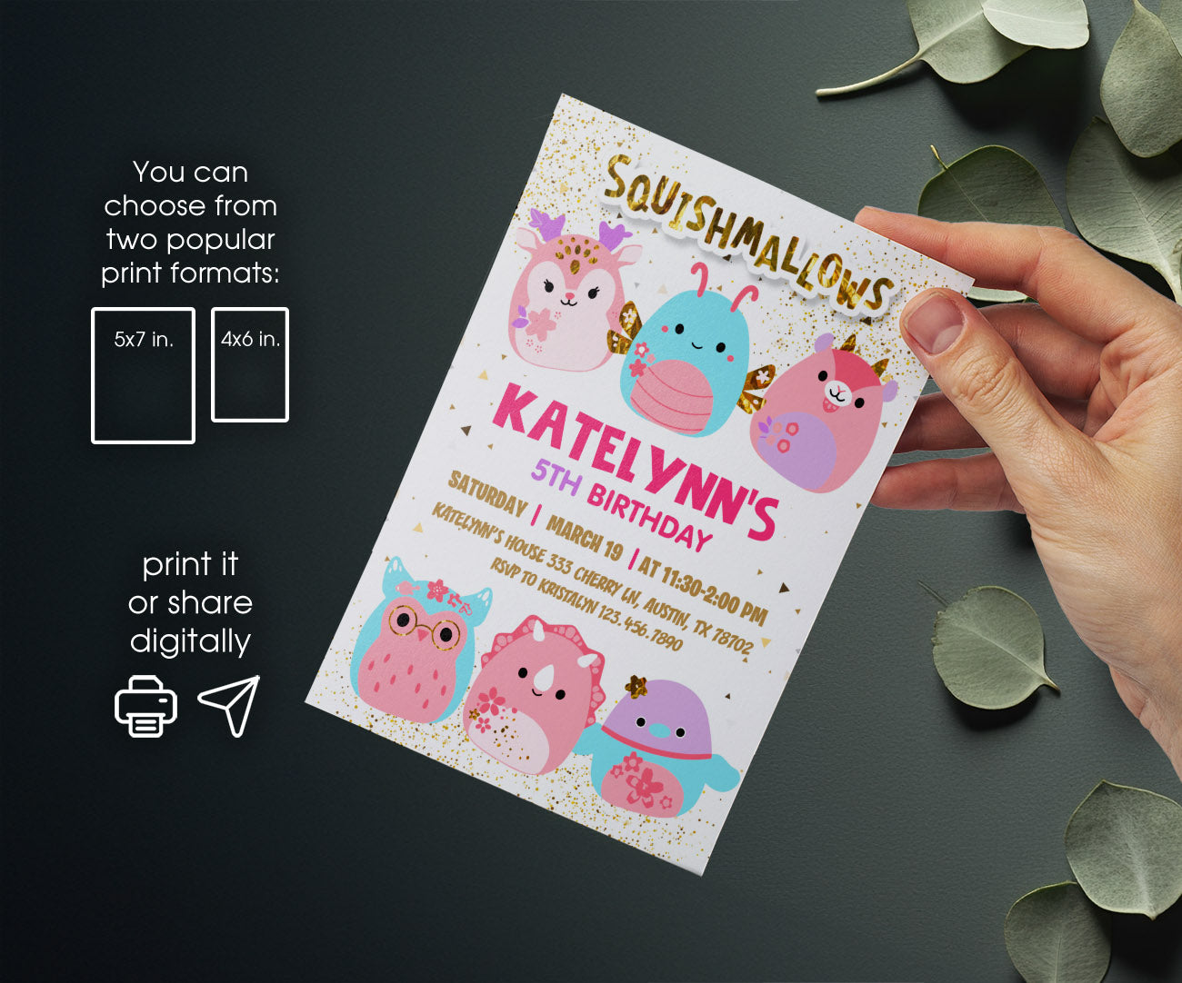 Squishmallows customizable invitation template | Share or Print | ZW294