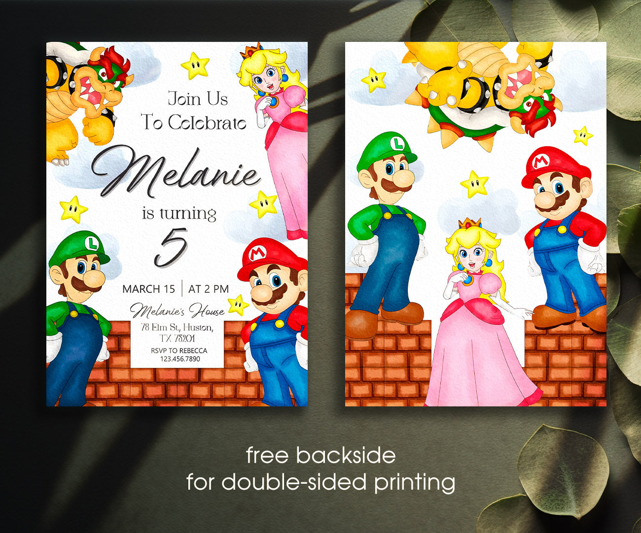 Super Mario Bros customizable invitation template | Share or Print | UH699
