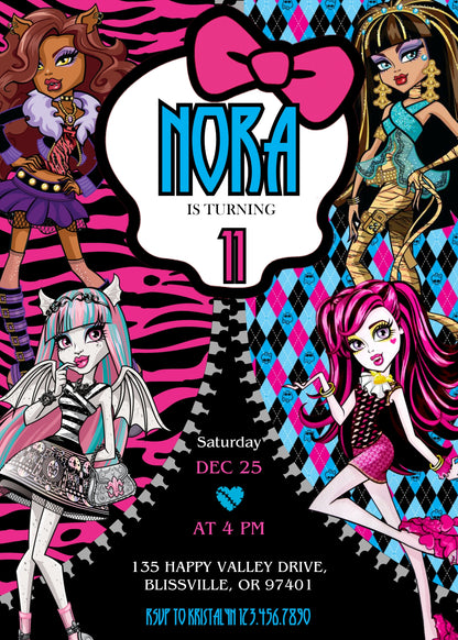 Monster High customizable invitation template | Share or Print | girl | VE336