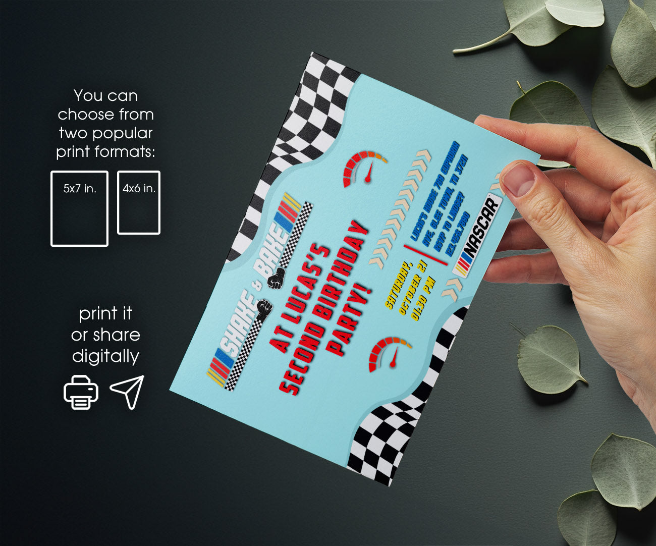 Nascar Racing Ricky Bobby customizable invitation template | Share or Print | boy | BX101