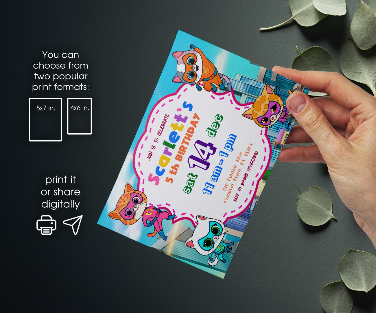 SuperKitties customizable invitation template | Share or Print | BM253