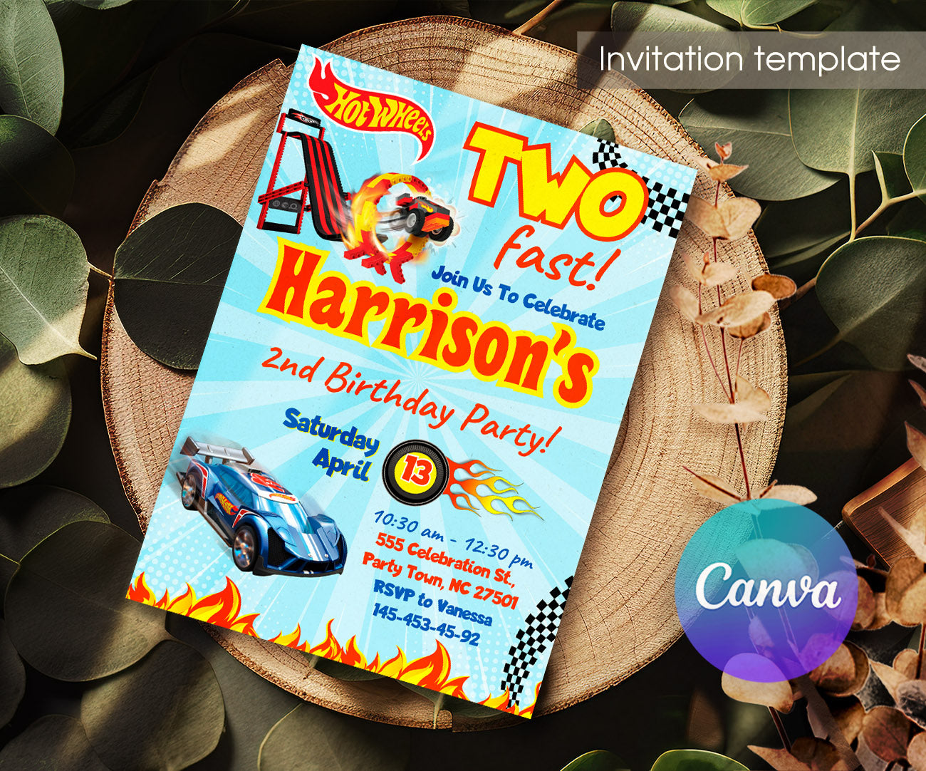 Hot Wheels Two Fast 2 Furious customizable invitation template | Share or Print | boy | MR175