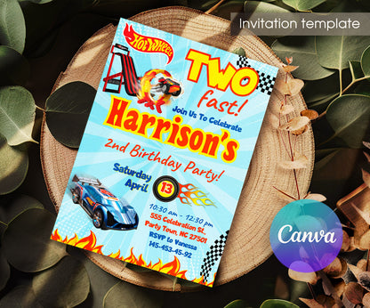 Hot Wheels Two Fast 2 Furious customizable invitation template | Share or Print | boy | MR175