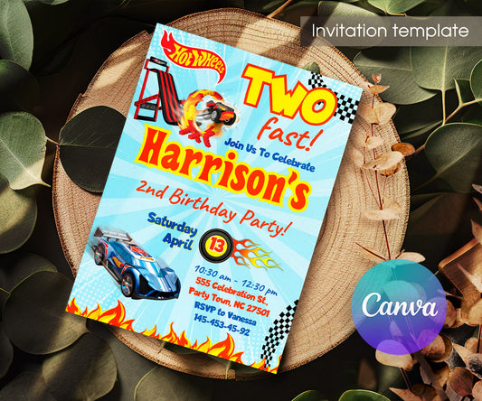 Hot Wheels Two Fast 2 Furious customizable invitation template | Share or Print | boy | MR175