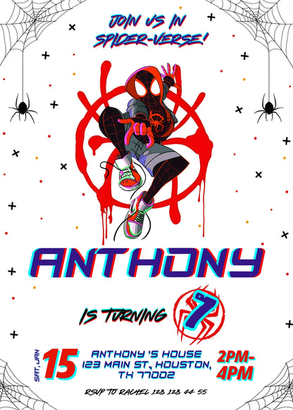 Spider Man Across the Spider-Verse customizable invitation template | Share or Print | boy | FJ413