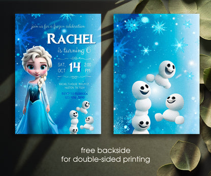 Frozen Elsa customizable invitation template | Share or Print | girl | JN586