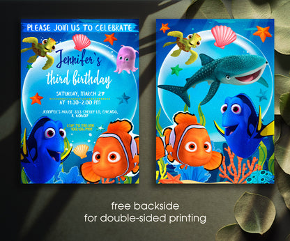 Finding Nemo customizable invitation template | Share or Print | MN232