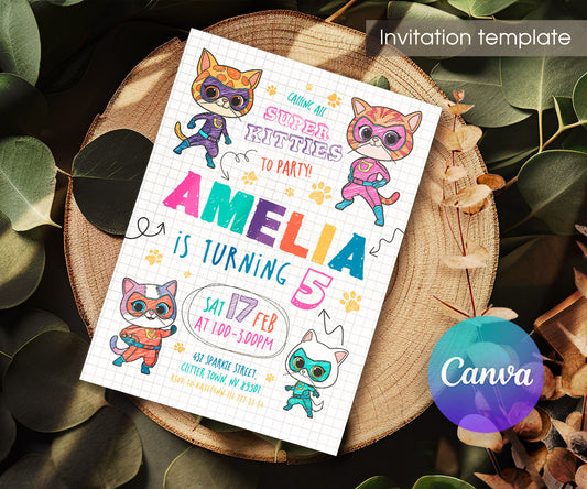 SuperKitties customizable invitation template | Share or Print | WX854