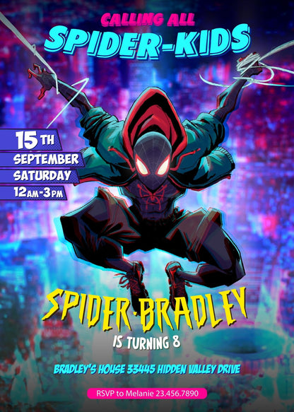 Spider Man Across the Spider-Verse customizable invitation template | Share or Print | boy | YN752