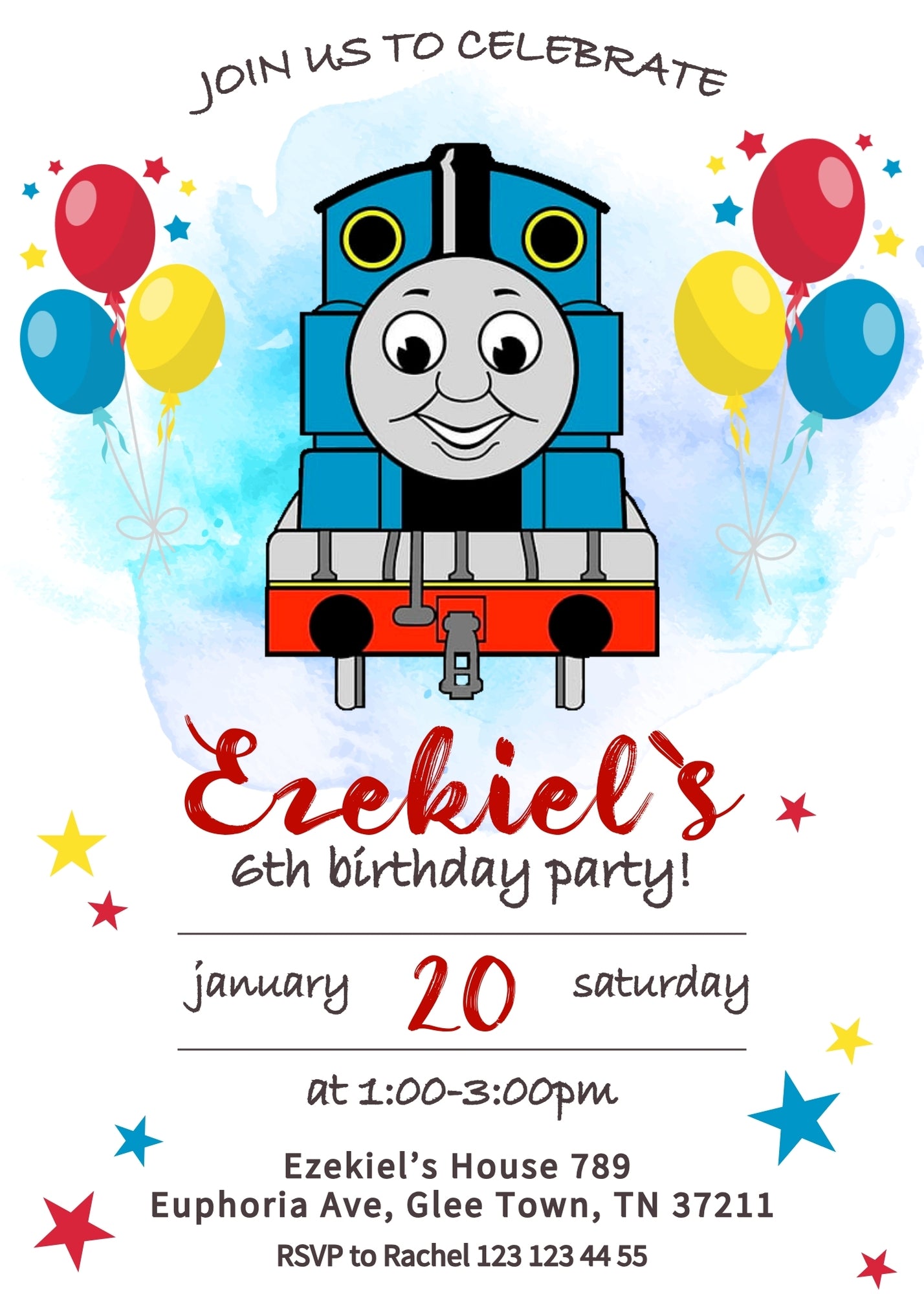 Thomas Train & Friends customizable invitation template | Share or Print | MO340