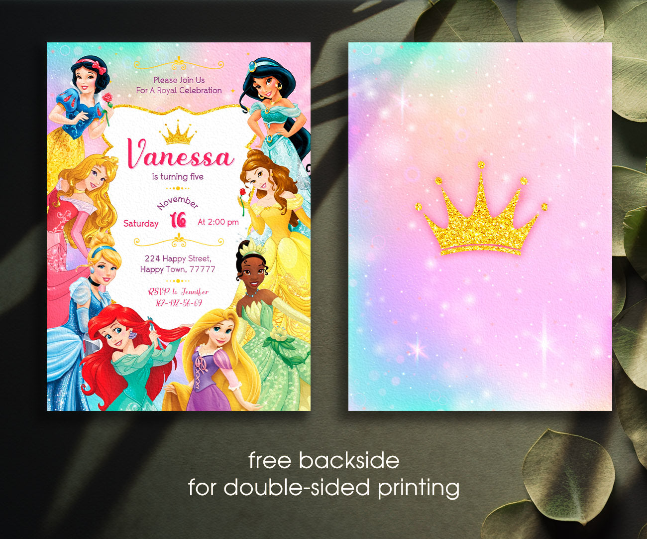 Disney Princess customizable invitation template | Share or Print | girl | GW090