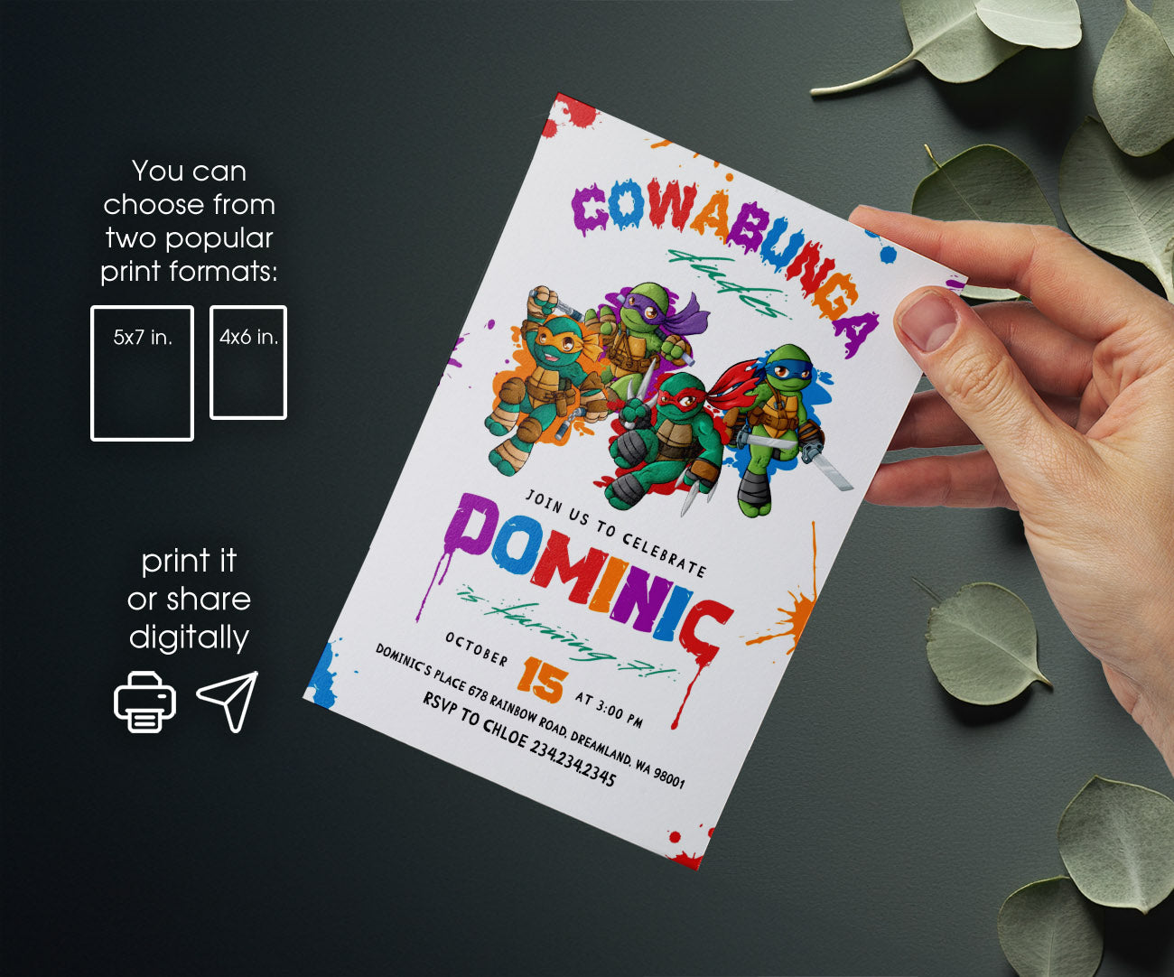Teenage Mutant Ninja Turtles customizable invitation template | Share or Print | boy | IP192
