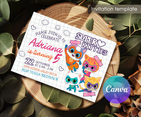 SuperKitties customizable invitation template | Share or Print | FE896