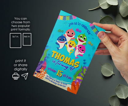 Baby Shark customizable invitation template | Share or Print | CT394