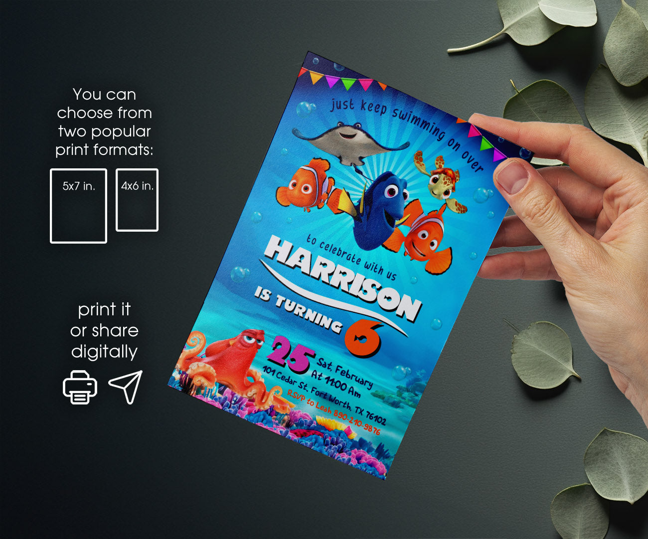 Finding Nemo customizable invitation template | Share or Print | SK247