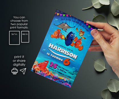 Finding Nemo customizable invitation template | Share or Print | SK247
