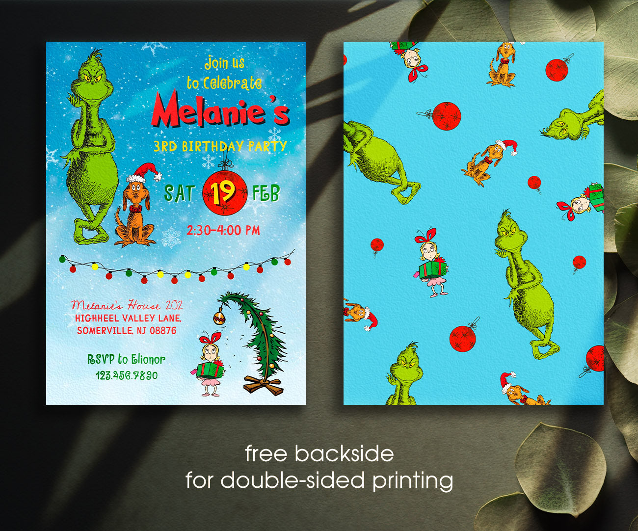 The Grinch  Merry Grinchmas customizable invitation template | Share or Print | CM261