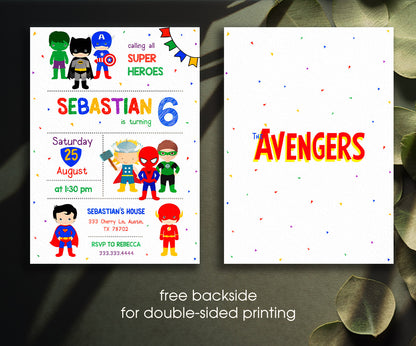 Avengers Marvel Superhero customizable invitation template | Share or Print | boy | OP133