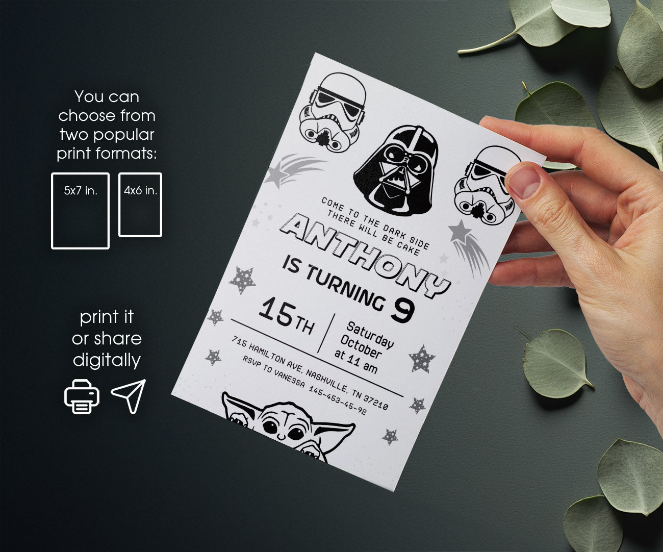 Star Wars Darth Vader Lego Minifigures customizable invitation template | Share or Print | BC813