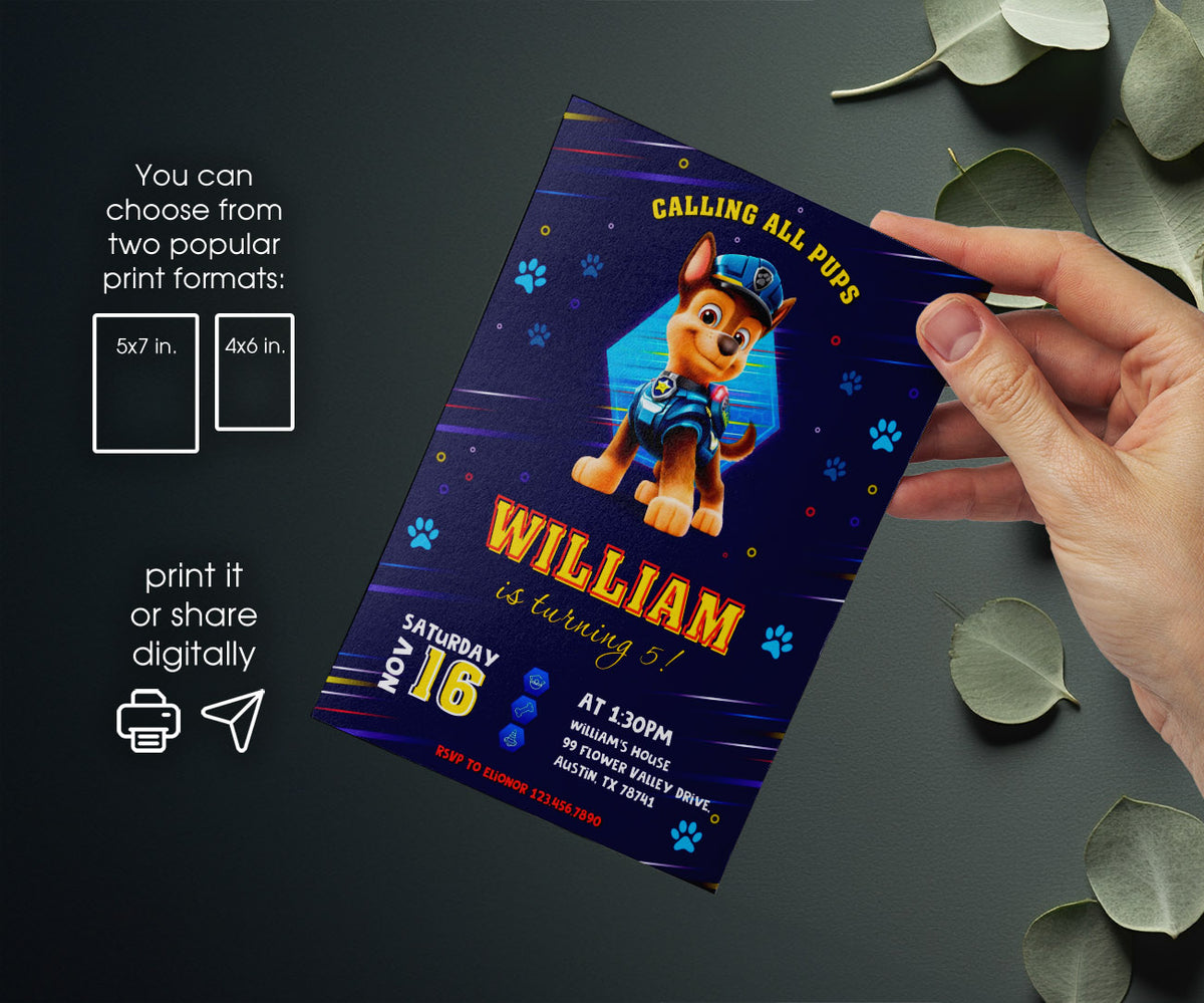 PAW Patrol customizable invitation template | Share or Print | DL847