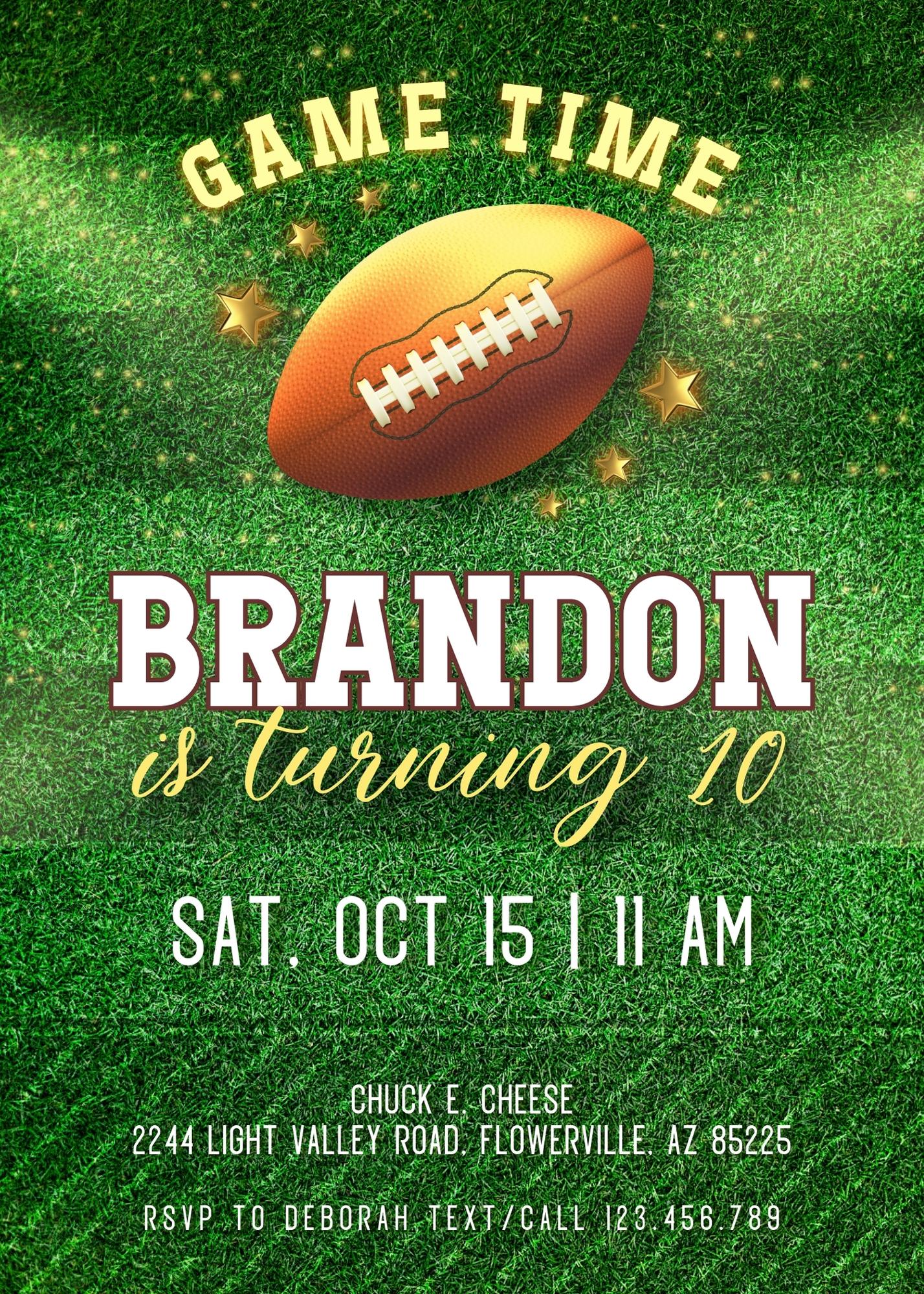Super Bowl Football customizable invitation template | Share or Print | boy | GO238
