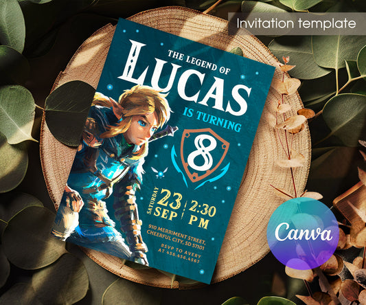 Legend of Zelda Gamer customizable invitation template | Share or Print | IM770