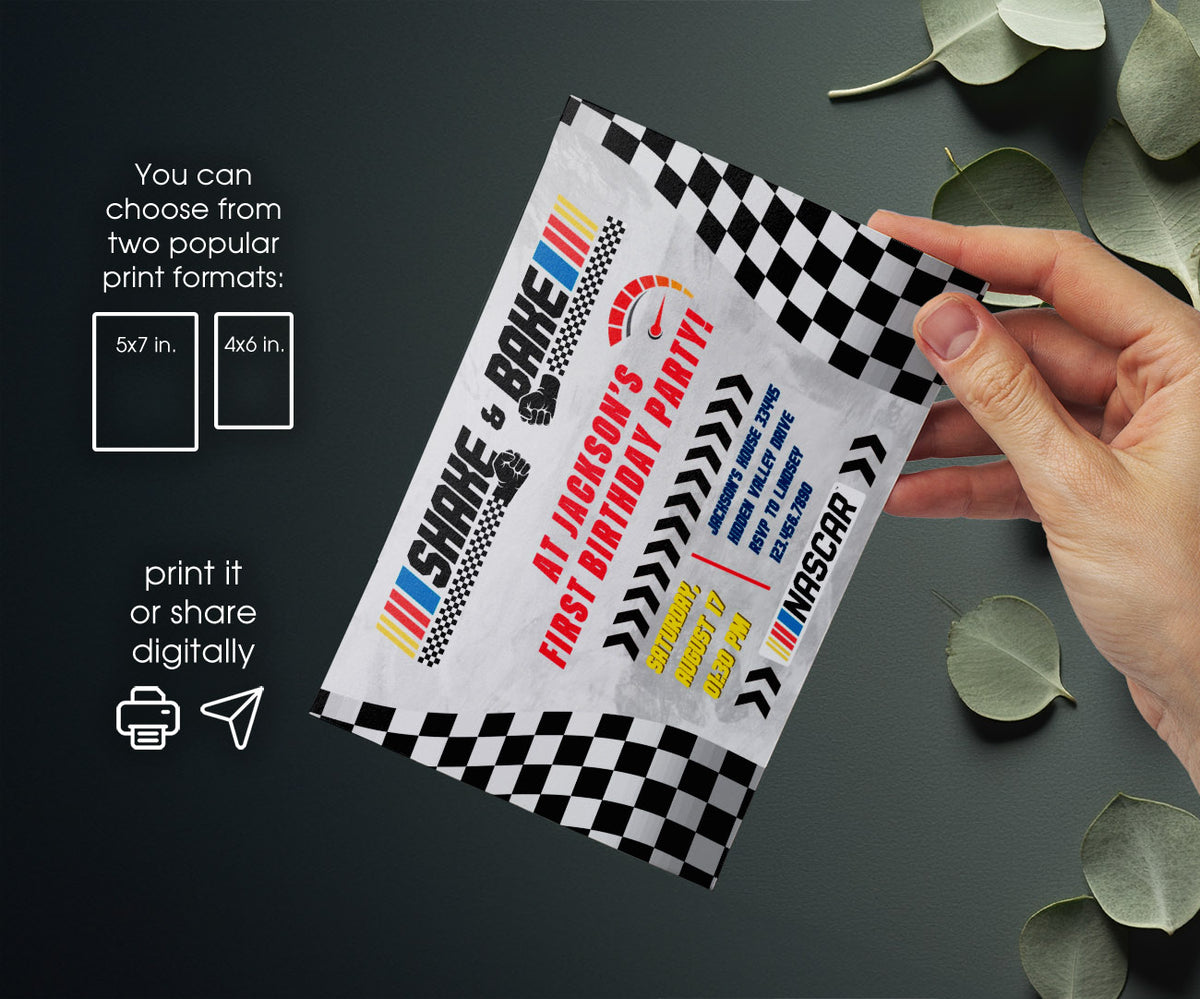 Nascar Ricky Bobby customizable invitation template | Share or Print | boy | YG131