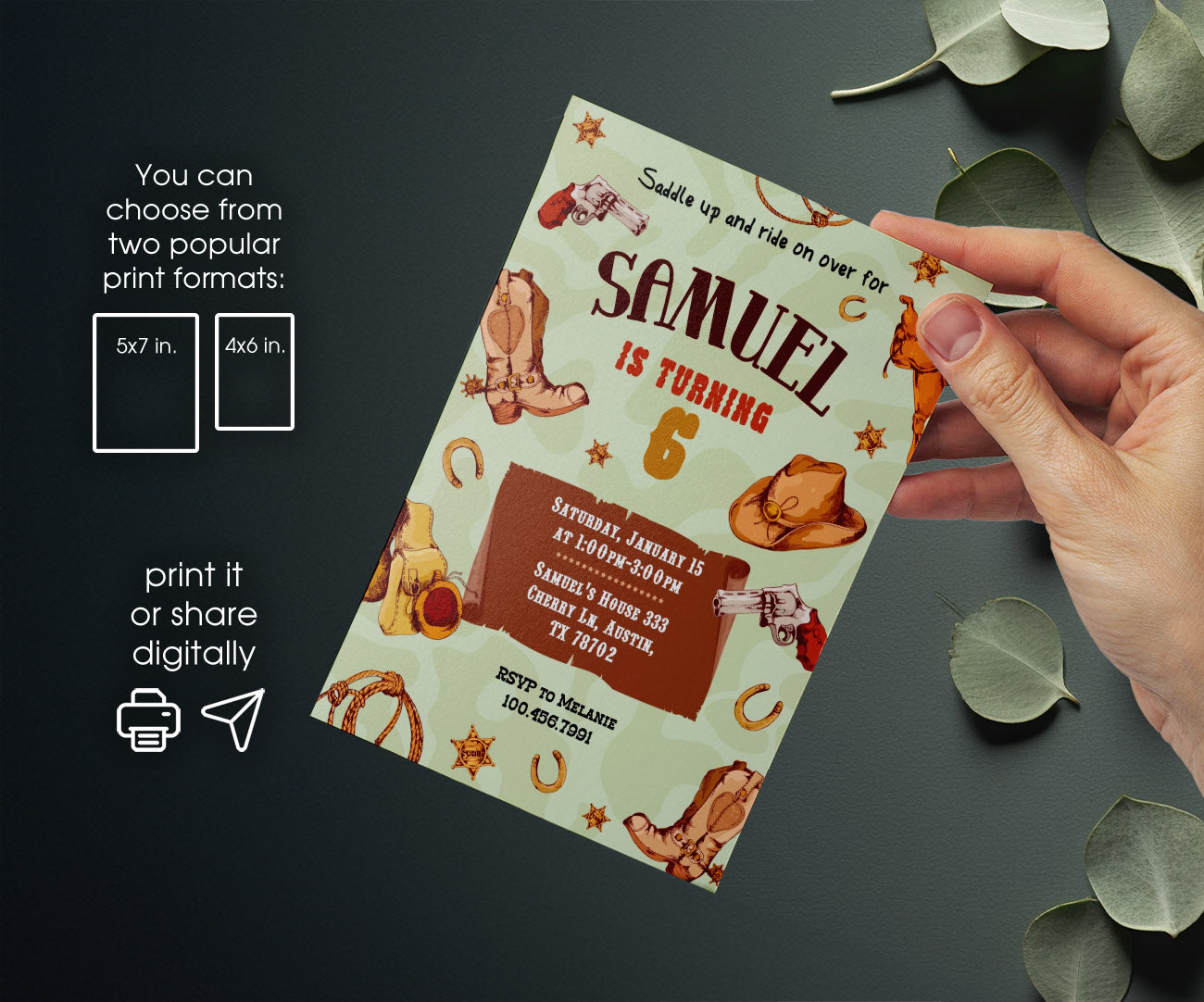 Cowboy Rodeo customizable invitation template | Share or Print | boy | KG288