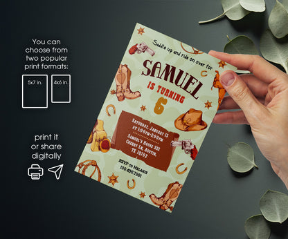 Cowboy Rodeo customizable invitation template | Share or Print | boy | KG288