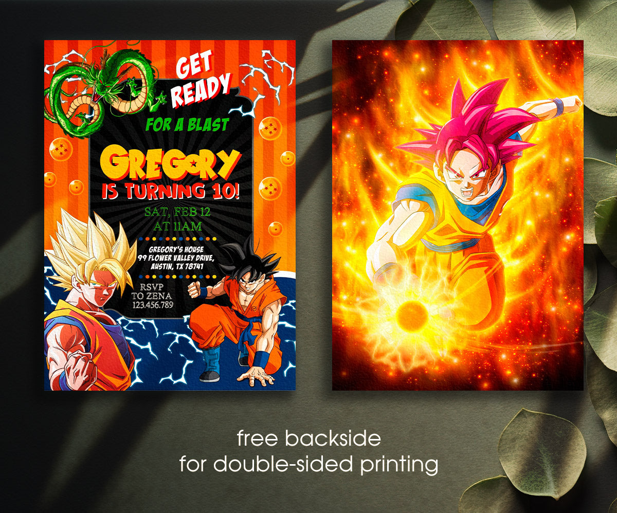 Dragon Ball Z Anime customizable invitation template | Share or Print | boy | OJ121