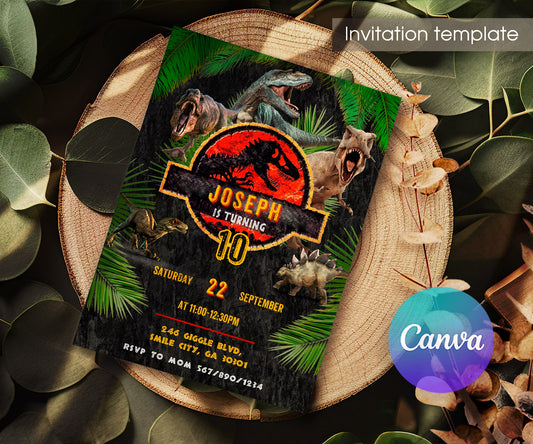 Jurassic Park Dinosaur customizable invitation template | Share or Print | MW110