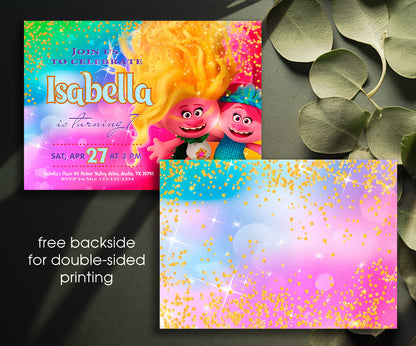 Trolls Poppy customizable invitation template | Share or Print | QT232