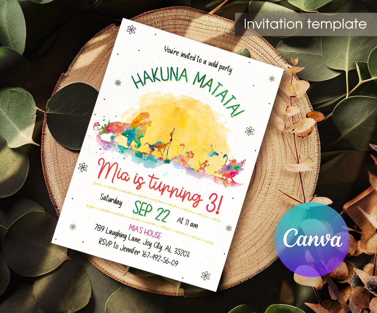 Lion King Simba customizable invitation template | Share or Print | KV001