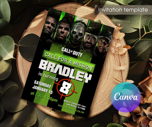 Call of Duty Gamer customizable invitation template | Share or Print | boy | OO517