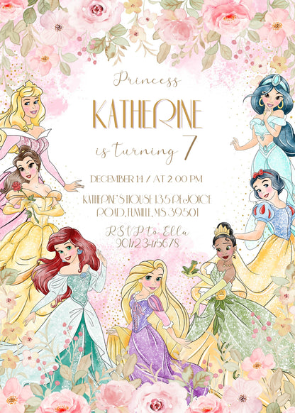 Disney Princess customizable invitation template | Share or Print | girl | GD179