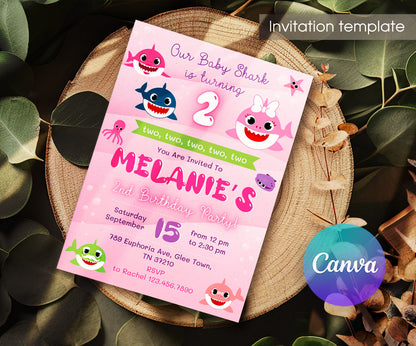 Baby Shark customizable invitation template | Share or Print | FQ449