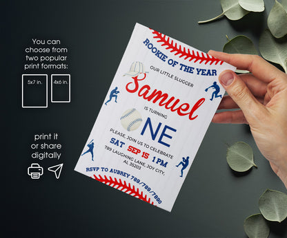Baseball MLB Sport customizable invitation template | Share or Print | boy | XV750