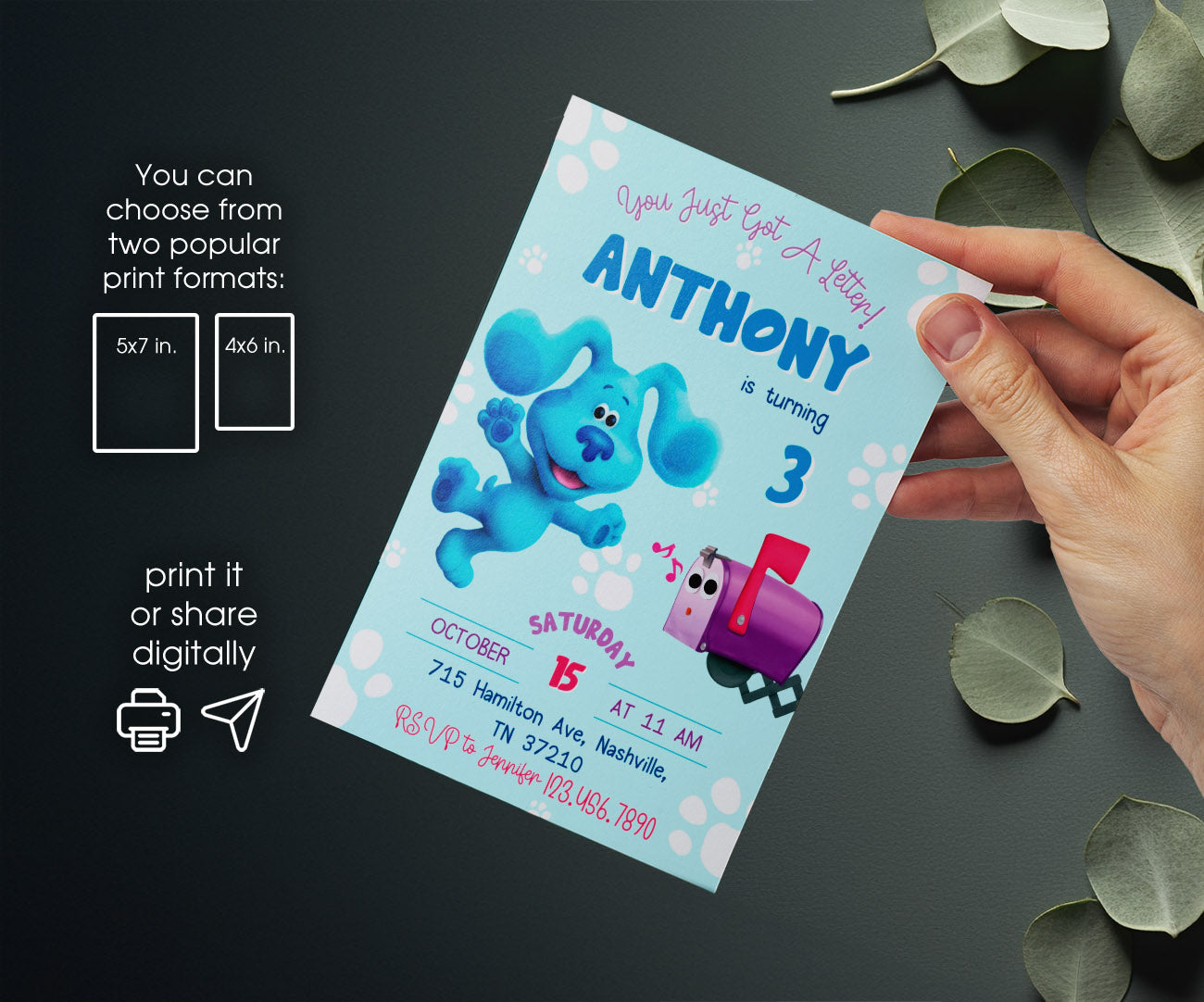 Blue's Clues Puppy customizable invitation template | Share or Print | QO404