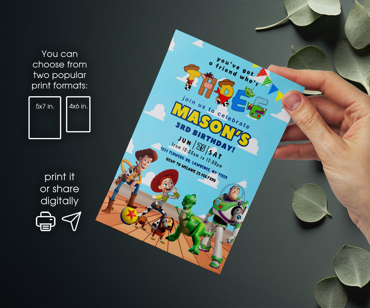 Toy Story Woody customizable invitation template | Share or Print | SU408