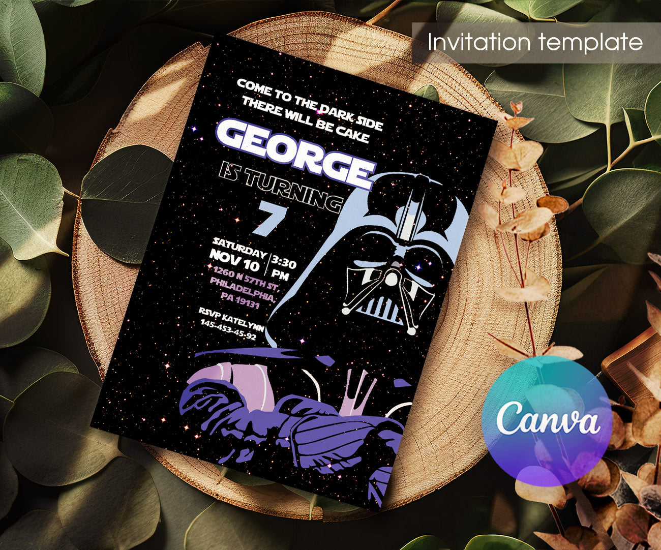 Star Wars Darth Vader customizable invitation template | Share or Print | boy | AS437