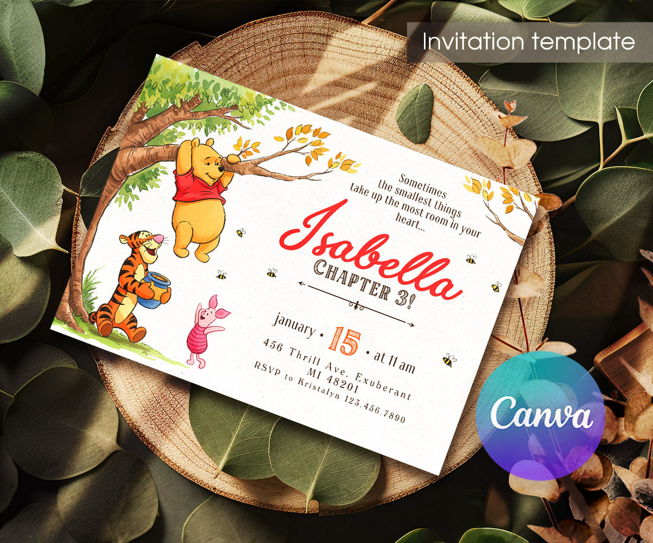 Winnie the Pooh customizable invitation template | Share or Print | ZQ060