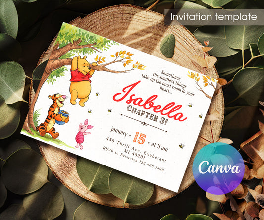 Winnie the Pooh customizable invitation template | Share or Print | ZQ060