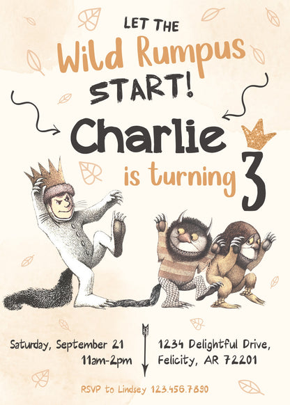 Where The Wild Things Are Maurice Sendak customizable invitation template | Share or Print | UN845