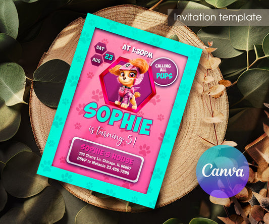 PAW Patrol customizable invitation template | Share or Print | DT764